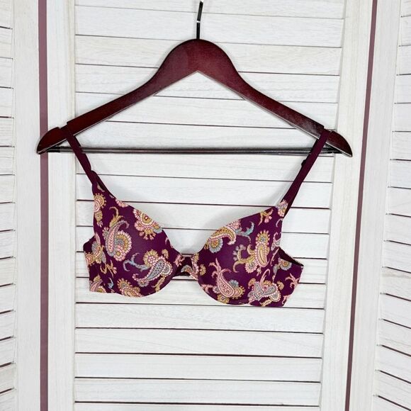 Victoria’s Secret Uplift Semi Demi Multiway Underwire Bra Maroon Paisley 34B - Picture 11 of 11